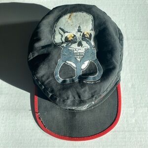 Vintage 1983 Motley Crüe Skull and Handcuffs Painters Cap •Rare Original•